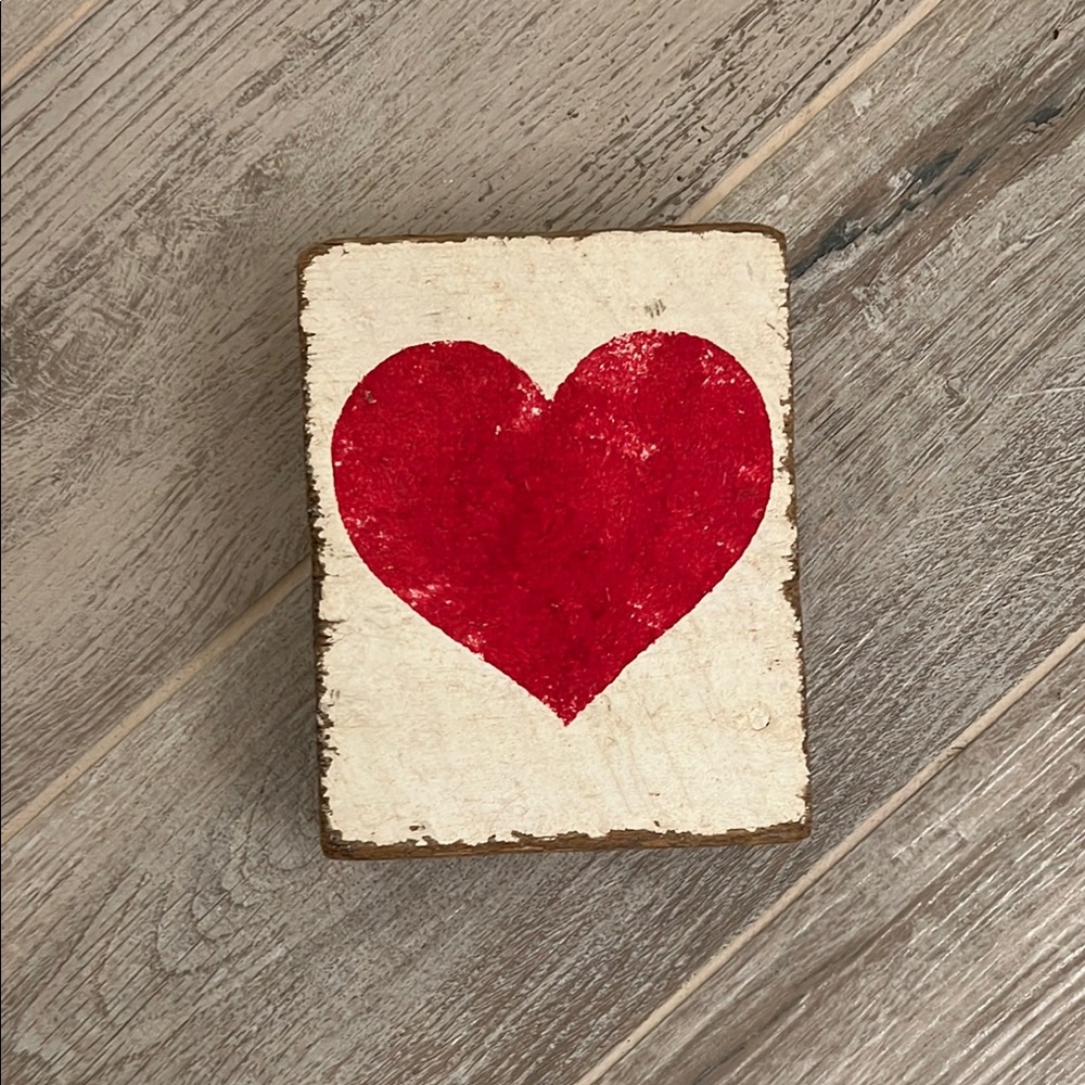 Rustic Red Heart Wooden Plaque
